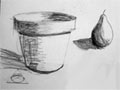 Drawing demonstrating the use of perspective as it applies to round objects.