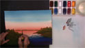 Captain Watercolor demonstrates painting  Sunrises / Sunsets - How to paint the lighthouse