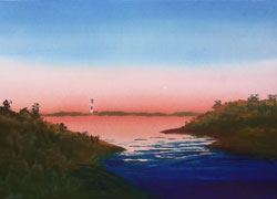 Watercolor Painting Sunrise Sunset Skies. Part 3 Lifting Out The